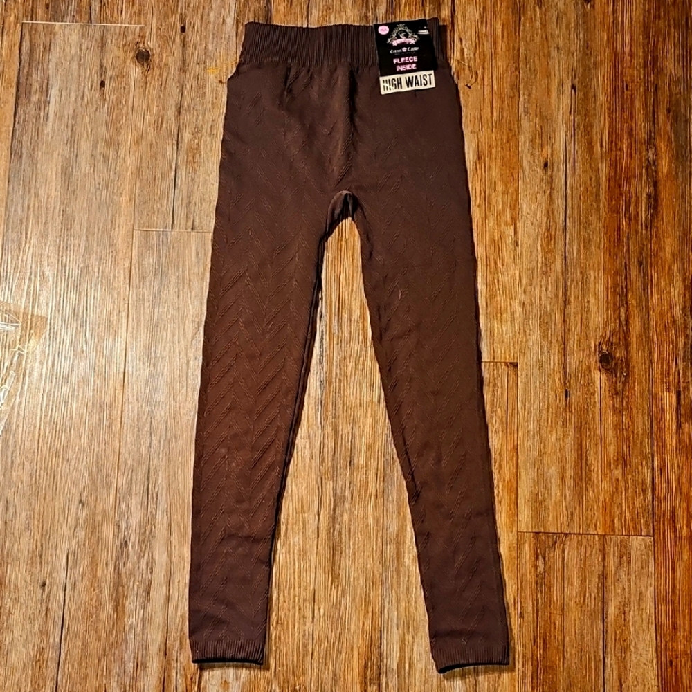 Girls Cotton Candy New York Brown High Waist Leggings M/L